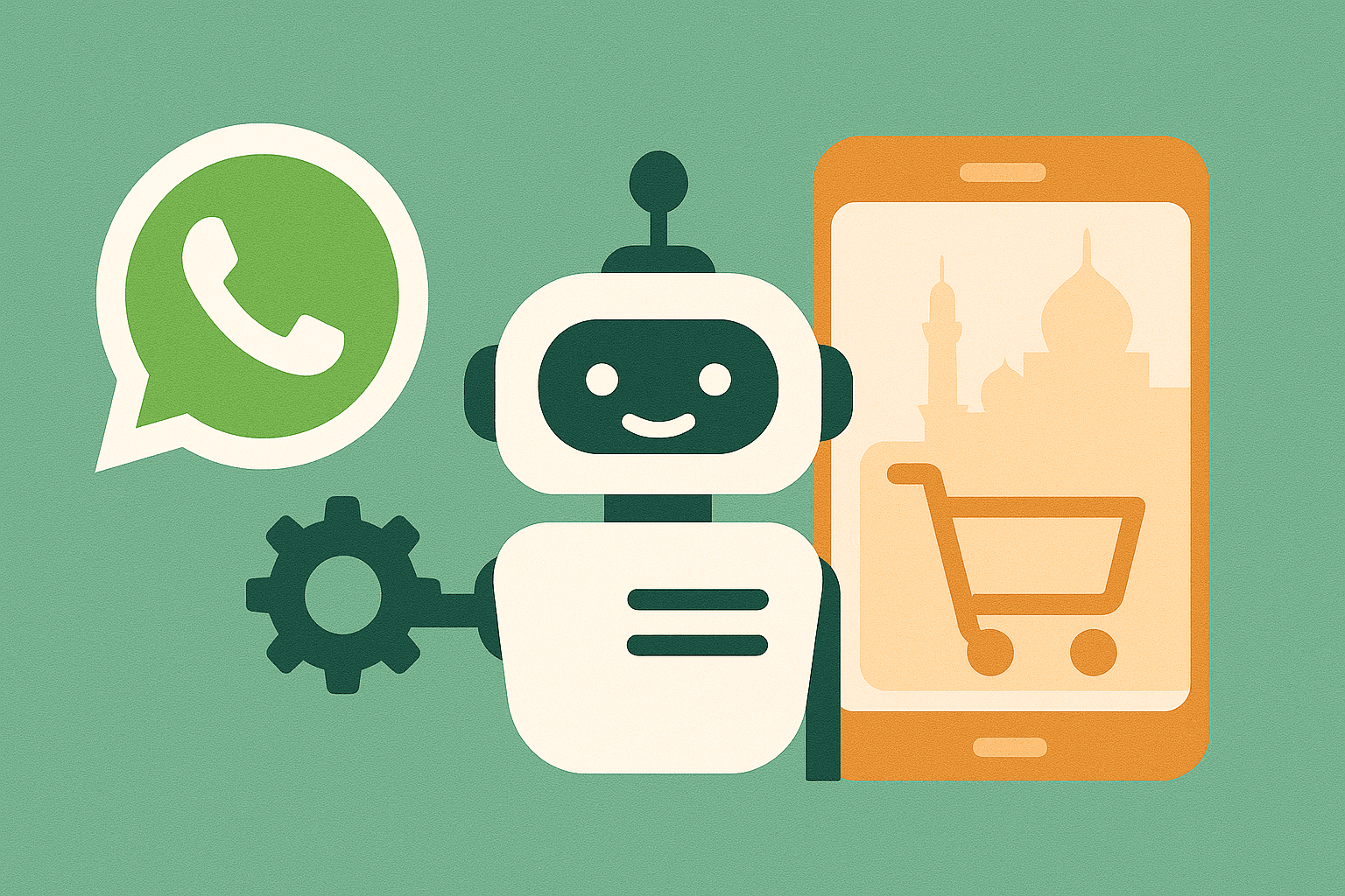 A smartphone screen showing an automated WhatsApp conversation with a customer for placing an order.